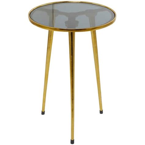 Litton Lane 15 In Gold Tripod Legs Large Round Glass End Accent Table