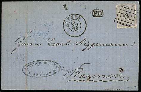 C Leopold I Single P Brev Annulleret Med Nr Stempel Og