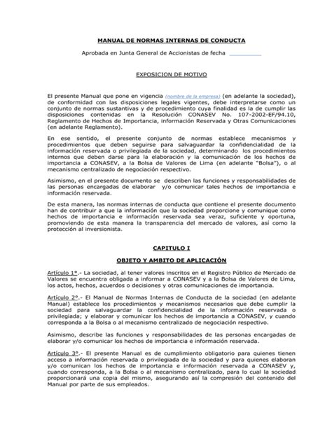 MANUAL DE NORMAS INTERNAS DE CONDUCTA