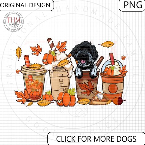 Dog Coffee Fall Png Aussiedoodle Dog Fall Png Thanksgiving Etsy