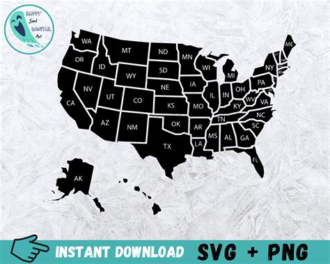 Us Map States Svg Dxf Map Us Map Scheme Cut Files Etsy Images