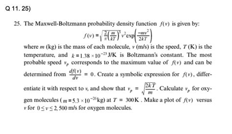 Q 11 25 25 The Maxwell Boltzmann Probability Chegg