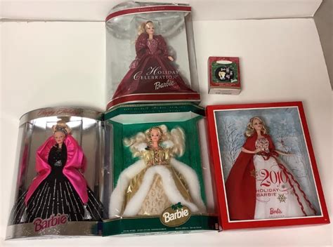 Lot 4 Barbies In Original Boxes Barbie Keepsake Hallmark Ornament