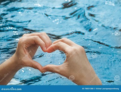 Heart From Hands On Swimming Pool Stock Photo Image Of Lifestyle