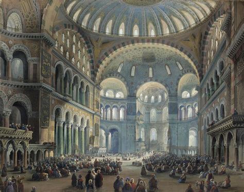 Interior Of The Hagia Sophia In Constantinople By Carlo Bossoli Hagia