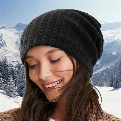 2PCS Headwear Womens Winter Hat Warm Chunky Cable Knit Hats Soft