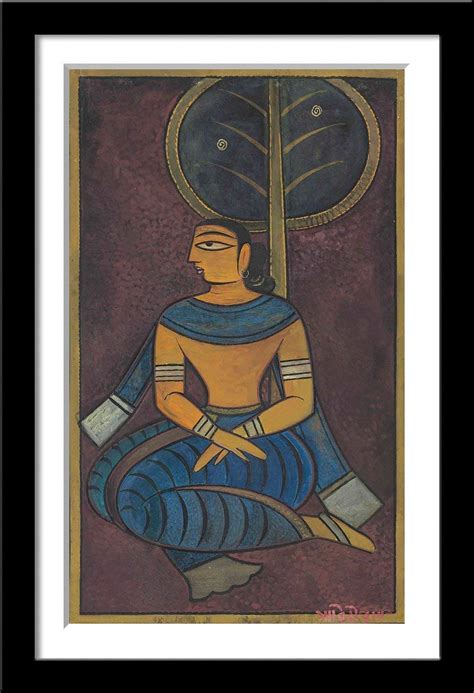 Tallenge Seated Bengali Woman Jamini Roy Small Framed Poster