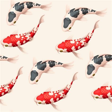 Premium Vector Vector Seamless Pattern With Koi Fish