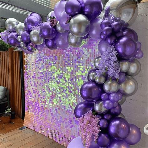 77pcs Purple Balloon Arch Garland Kit Metallic Purple Silvery Balloons