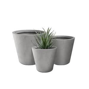 Kante And H Round Pure White Concrete Tall Planters