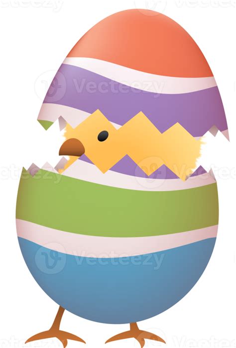 Chick In Broken Easter Egg With Stripe 21819865 Png