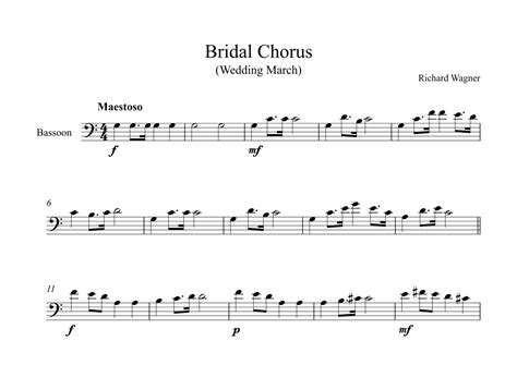 Bridal Chorus Wedding March Richard Wagner Bassoon Arr Digital