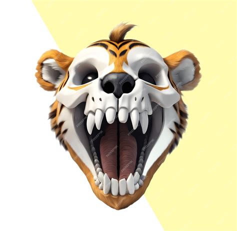 Premium Psd Tiger Skull With Fangs
