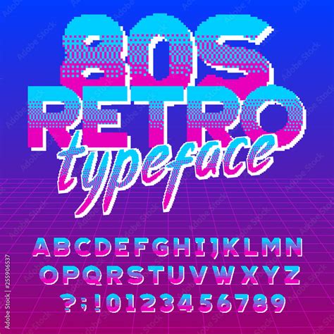 Vetor Do Stock 80s Retro Typeface Pixel Letters And Numbers Stock