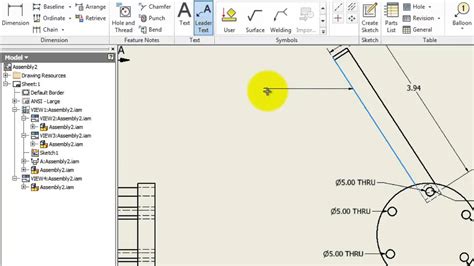 Inventor Drawing Tutorial Adding Text Vs Leader Text Youtube