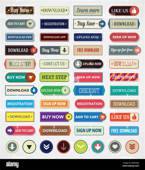 Retro Set Of Different Buttons For Web Sites Stock Vector Image And Art