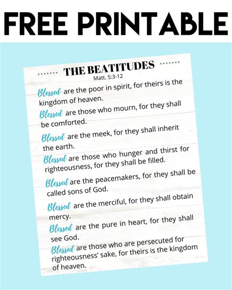 Free Beatitudes Printable PRINTABLE TEMPLATES