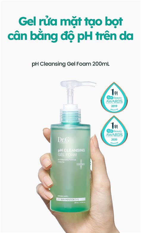 Sữa Rửa Mặt Sạch Sâu Dạng Gel Tạo Bọt Dr G pH Cleansing Gel Foam 200ml