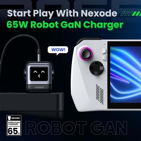 UGREEN RG 65W USB C Charger Nexode 3 Port Robot GaN Fast Charger Block