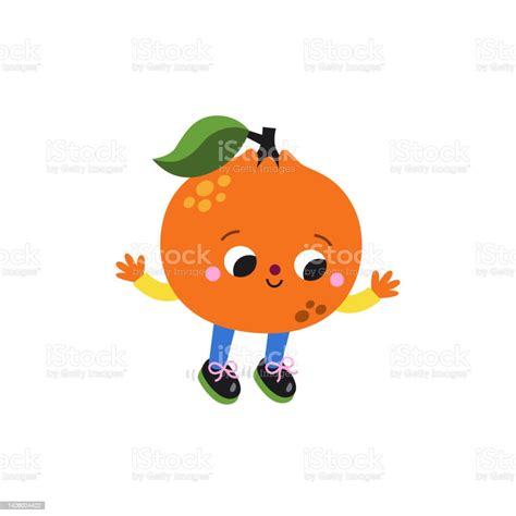 Cute Cartoon Orange Illustration On A White Background Stock