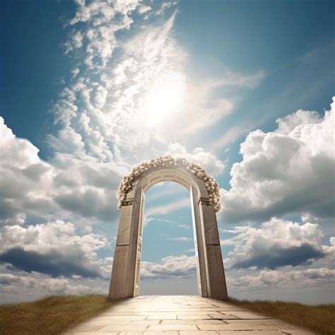 Premium Photo | A door to heaven with the sun shining