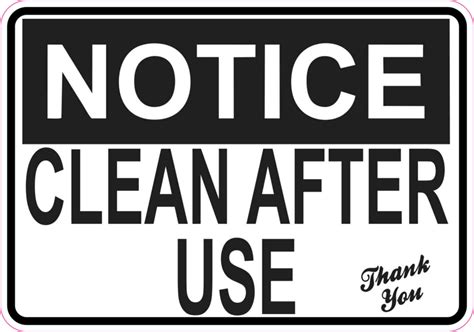 5in x 3.5in Notice Clean After Use Thank You Sticker Vinyl Sign Stickers