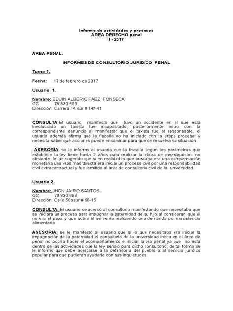 Modelo Informe Penal Docx Derecho Penal Queja