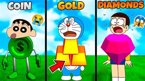 Shinchan And Nobita Play Noob Vs Pro Vs Hacker In Level Up Money D