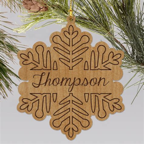 Engraved Snowflake Wooden Holiday Ornament GiftsForYouNow