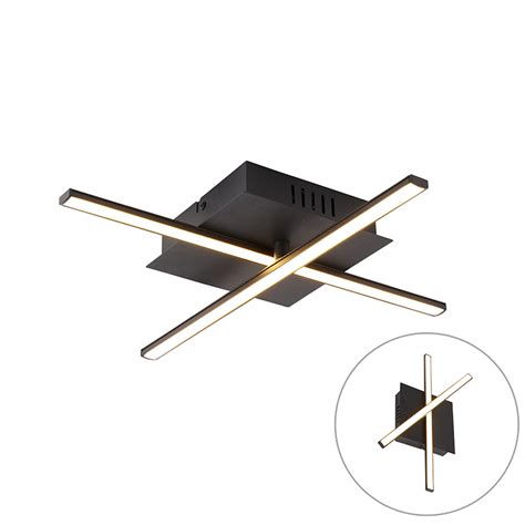 Moderne Plafondlamp Zwart Incl Led 3 Staps Dimbaar Cruz Aanbieding