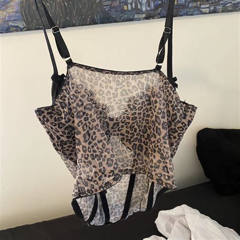 Cute Cheetah Print Corset Like Tank Top Y2k Depop