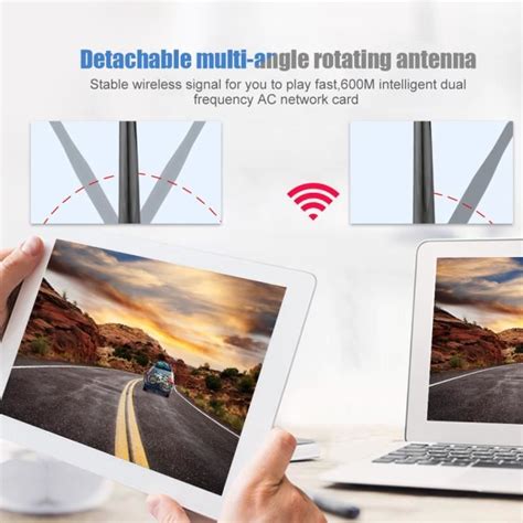 Qiilu Adaptateur réseau USB Multi Angle Rotating Antenna WIFI Adapter