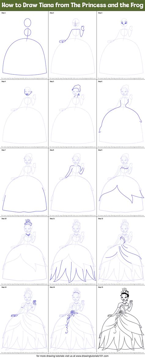 How To Draw Tiana From The Princess And The Frog Printable Step By Step Drawing Sheet