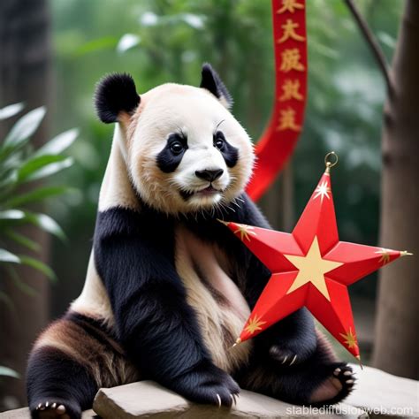 Panda With Chinese Star Stable Diffusion Online