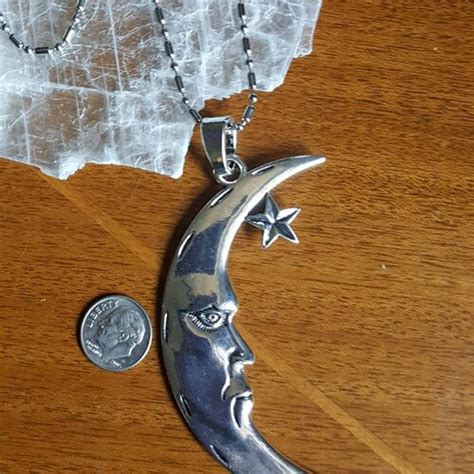 Silver Full Moon Necklace Charm Or Necklace Etsy