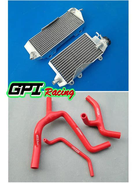 Gpi Aluminum Radiator Red Y Hose For Kawasaki Kxf Kx F Kx F