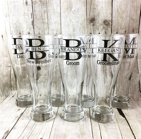 Groomsman Beer Mug Best Man Tall Beer Glass Pilsner Etsy