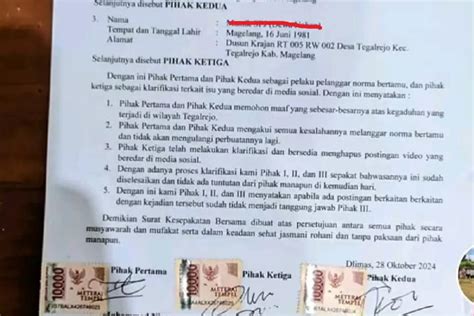 Intip Surat Pernyataan Damai Kasus Penggerebekan Habib Nizar Tegalrejo