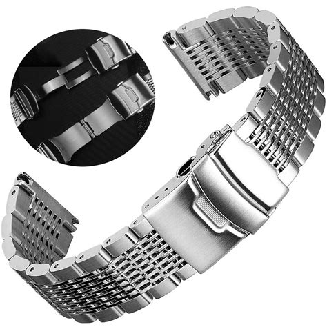 Solid Stainless Steel Watch Band 18mm 20mm 22mm 24mm Mesh Watch Bands Silver Black Metal Watch