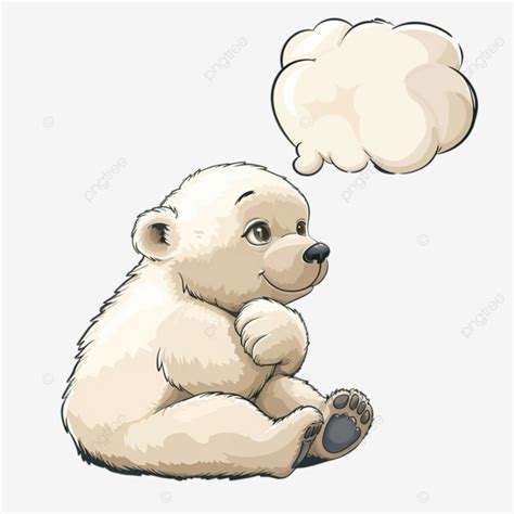 Cartoon Cute Polar Bear Cub With Thought Bubble, Polar, Bear, Teddy PNG Transparent Image and ...