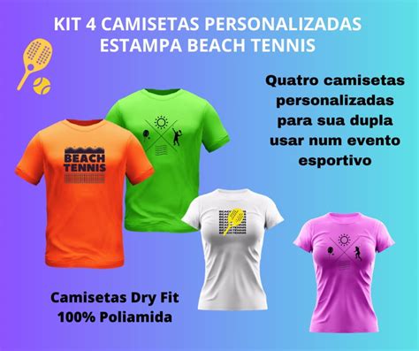 Kit Camisetas Personalizadas Dryfit Estampa Beach Tennis Elo