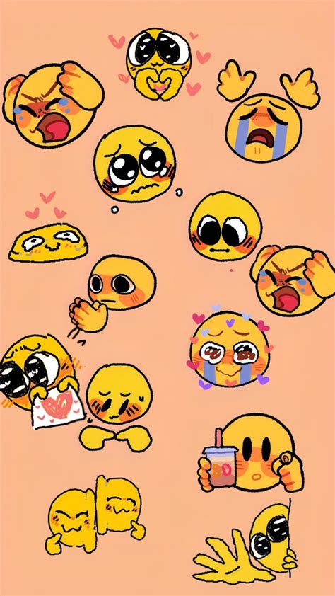 An Image Of Many Different Emoticions On A Pink Background With The