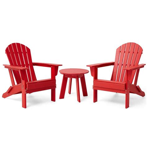 Glitzhome Piece Outdoor Patio Red Hdpe Plastic Folding Adirondack