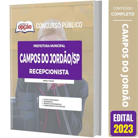 Apostila Prefeitura de Campos do Jordão SP 2023 Recepcionista