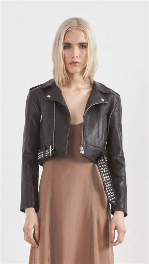 Iro Zekine Cropped Motorcycle Jacket The Dreslyn Cropped Leather