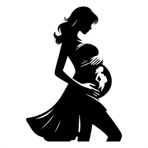 Premium Vector Pregnant Woman Silhouette Vector Illustration