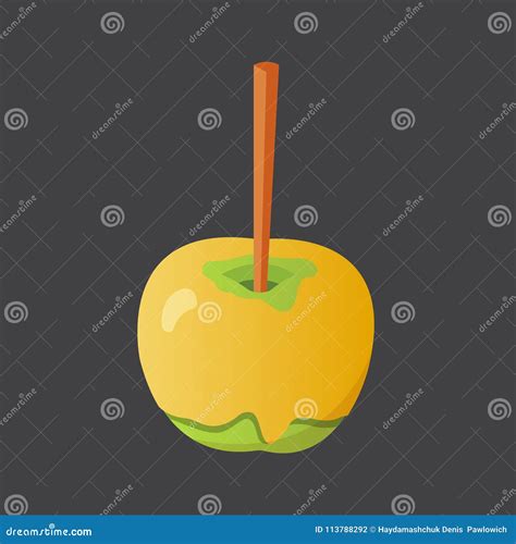 Sweet Caramel And Chocolate Candy Apple Vector Illustration In Cartoon