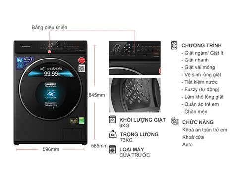 Máy giặt lồng ngang Panasonic Inverter 9Kg NA V90FR1BVT chính hãng giá