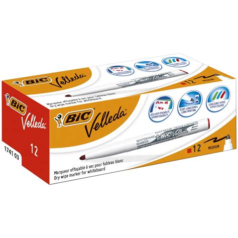 Bic Velleda Rotuladores Para Pizarra Con Punta Media Rojo Caja