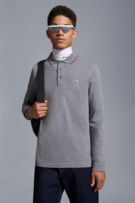 Grey Long Sleeve Polo Shirt Polos T Shirts For Men Moncler Us